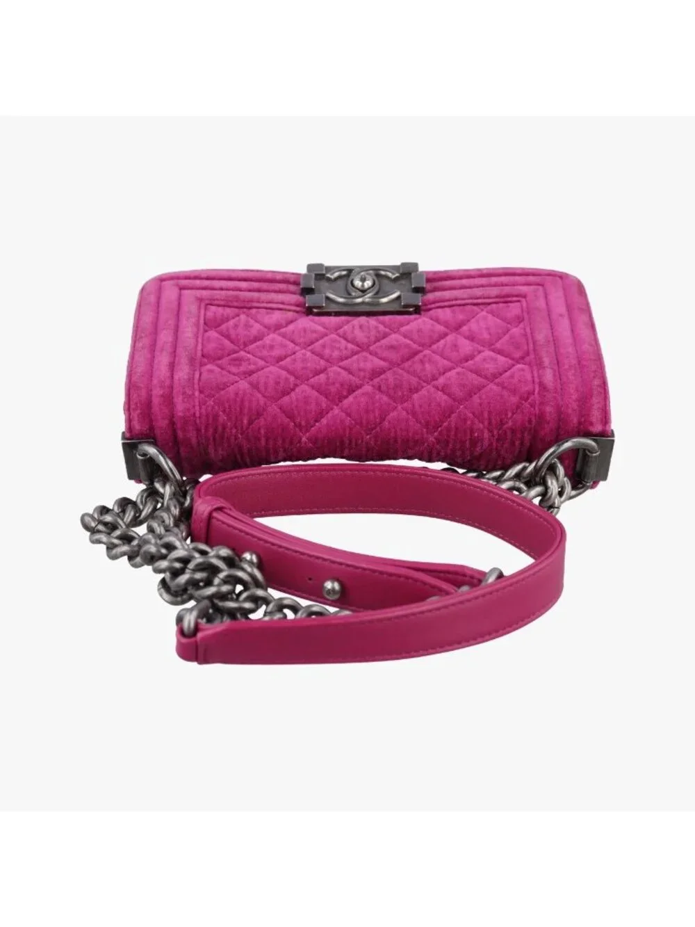 Chanel Boy Rose Red Velour Shoulder